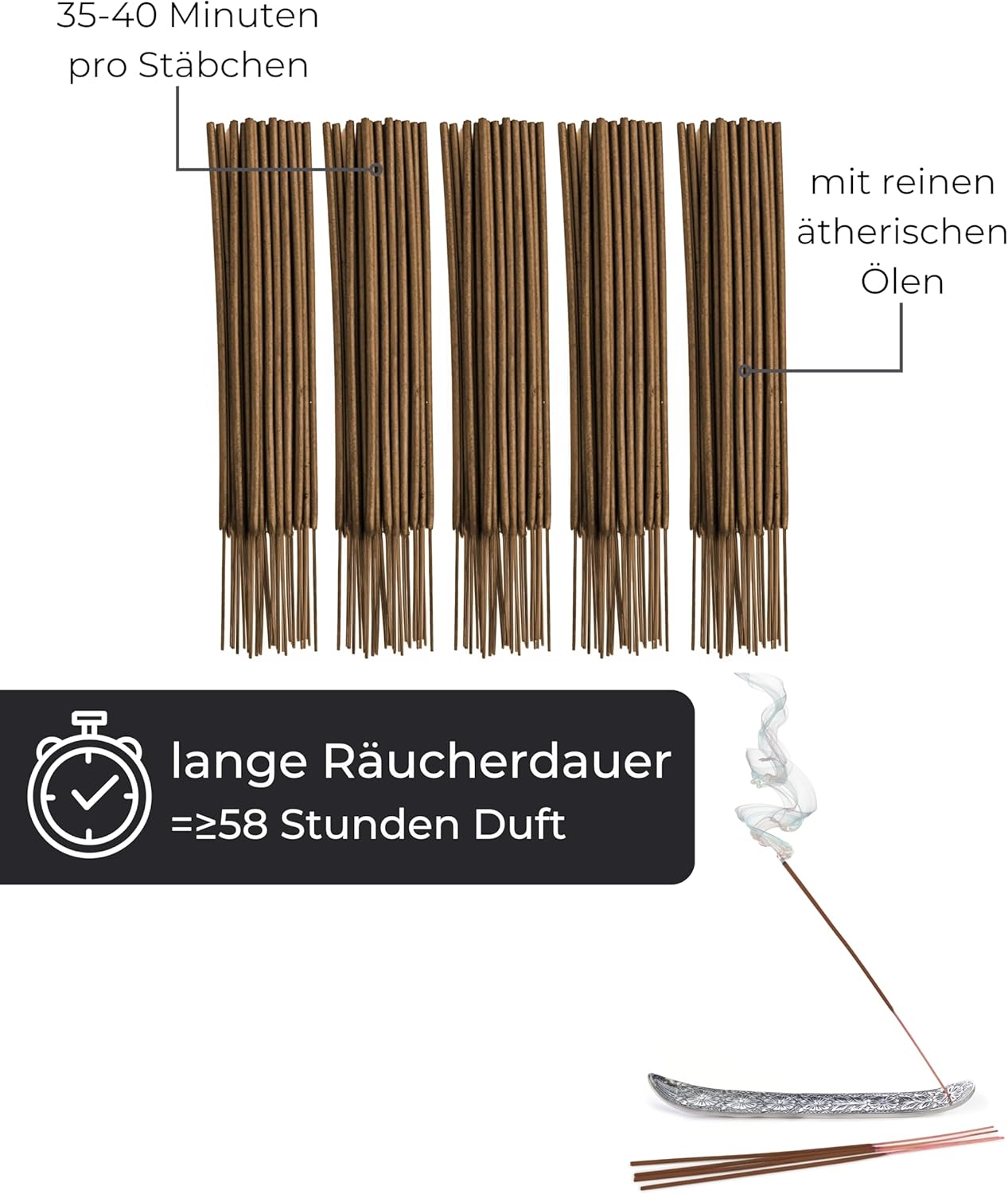Räucherstäbchen Set 5×20 – 100 Incense Sticks – Meersalz Lavendel, Salbei Eukalyptus, Sandelholz Rose, Osmanthus Agarholz & Weihrauch Orangen Blüte