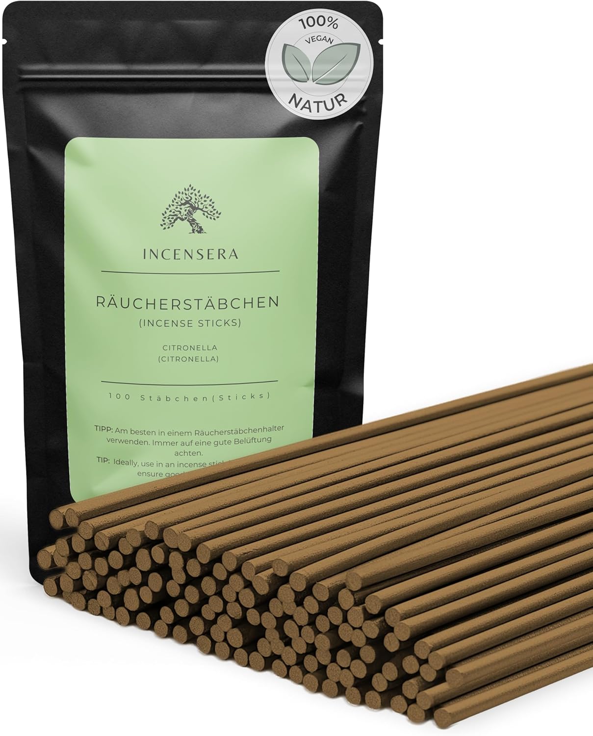 Citronella-Räucherstäbchen – 100 Stäbchen für den Garten, die Terrasse und zur Meditation