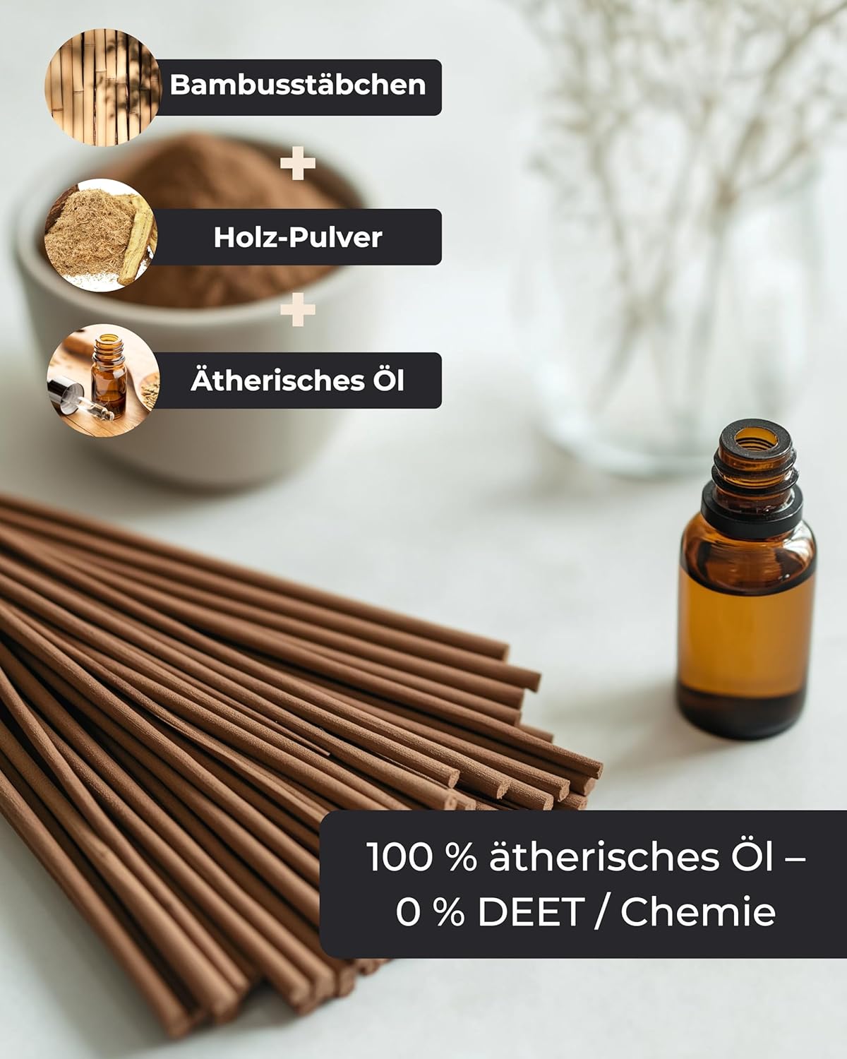 Citronella-Räucherstäbchen – 100 Stäbchen für den Garten, die Terrasse und zur Meditation