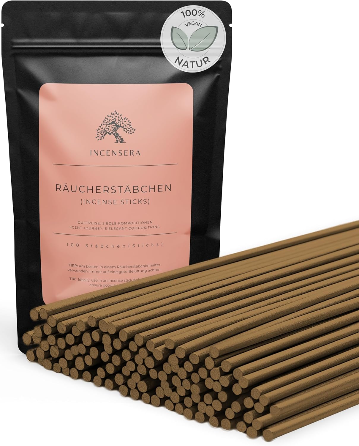 Räucherstäbchen Set 5×20 – 100 Incense Sticks – Meersalz Lavendel, Salbei Eukalyptus, Sandelholz Rose, Osmanthus Agarholz & Weihrauch Orangen Blüte