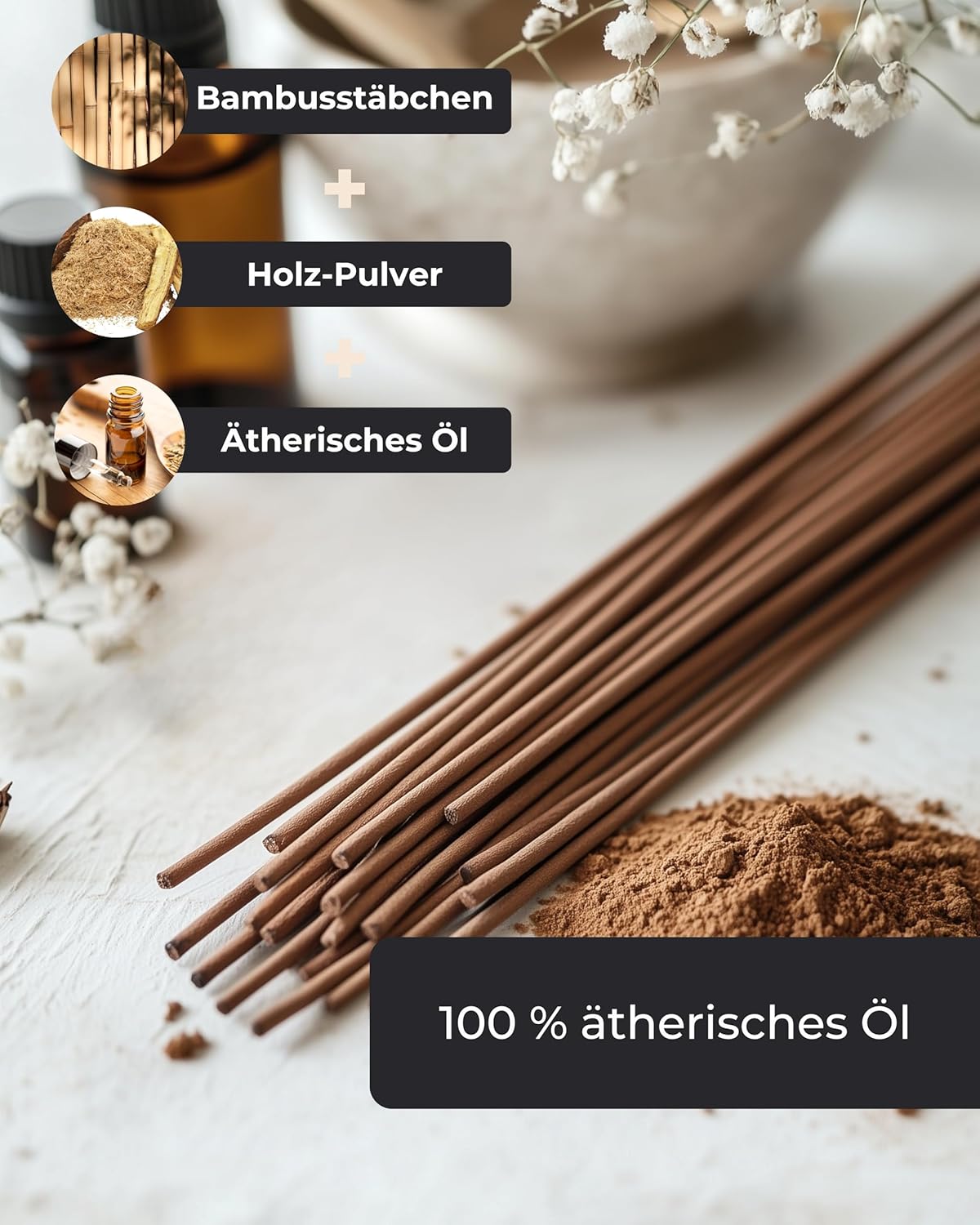 Räucherstäbchen Set 5×20 – 100 Incense Sticks – Meersalz Lavendel, Salbei Eukalyptus, Sandelholz Rose, Osmanthus Agarholz & Weihrauch Orangen Blüte