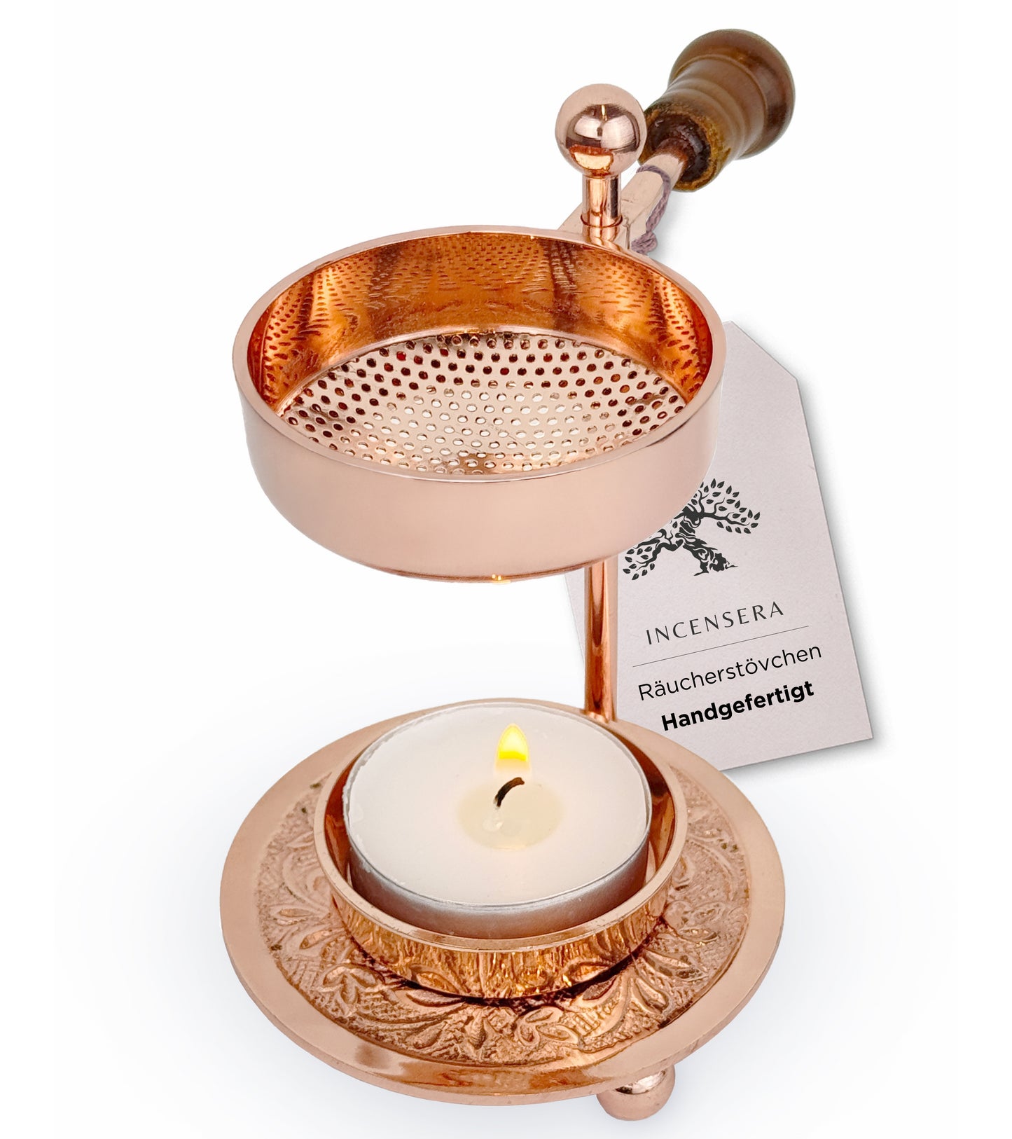 Adjustable Rose Gold Incense Burner with Sieve