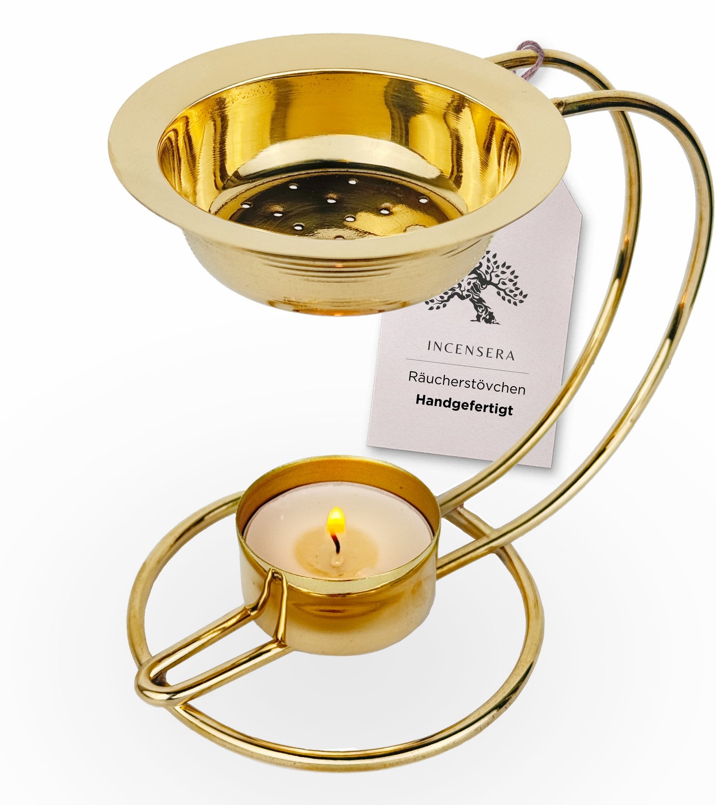 Gold Incense Burner with Sieve & Bow