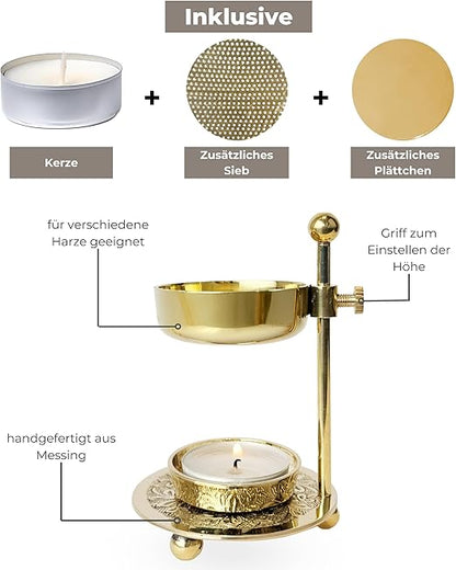 incense burner with gold sieve