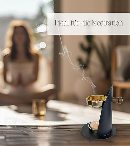 Gold-Black Height-Adjustable Incense Burner with Sieve 