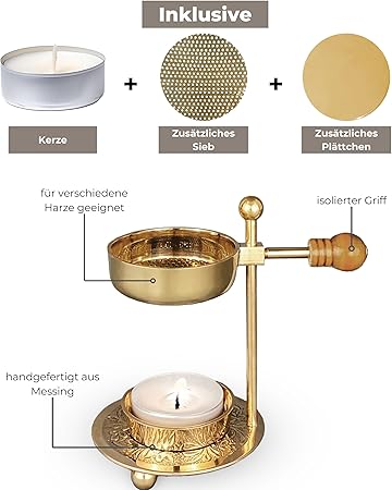 Gold Incense Burner with Sieve