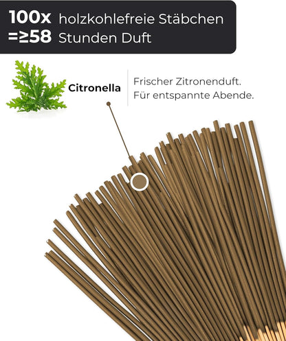 Citronella Räucherstäbchen – 100 Stück für Garten & Terrasse