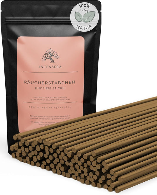 Räucherstäbchen Set 5×20 – 100 Incense Sticks – Meersalz Lavendel, Salbei Eukalyptus, Sandelholz Rose, Osmanthus Agarholz & Weihrauch Orangen Blüte