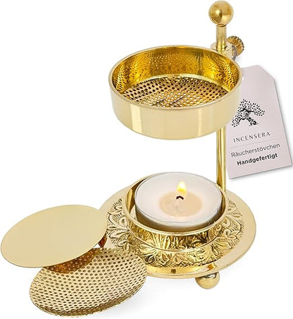 incense burner with gold sieve