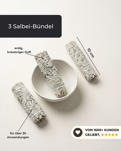 3 Pieces Dried Sage Bundles - White Sage Smudge Stick Set