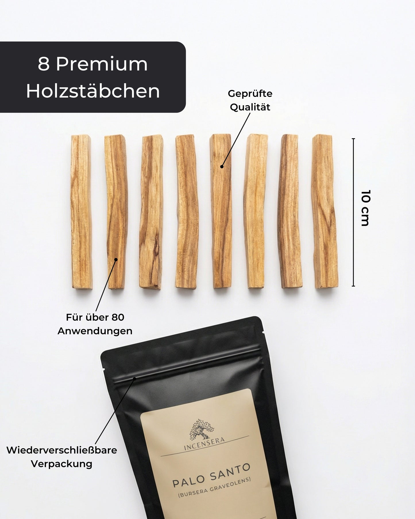 Incense Holder Palo Santo Incense Wood – 8 Fragrant Sticks of Holy Wood