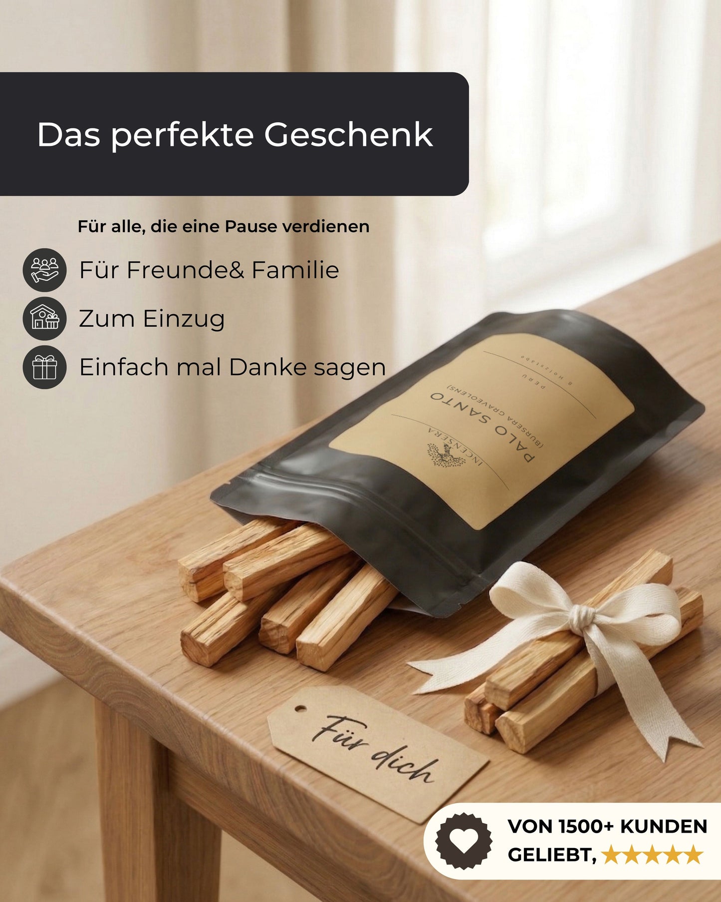 Incense Holder Palo Santo Incense Wood – 8 Fragrant Sticks of Holy Wood