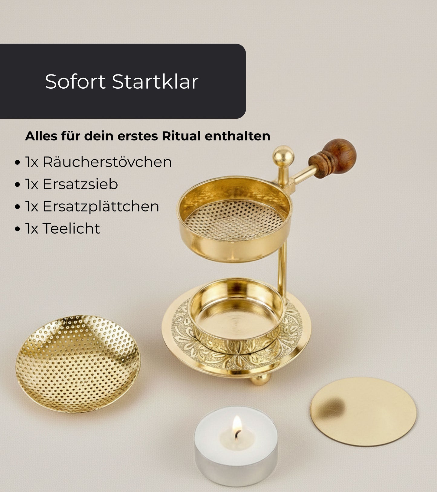 Elegantes Räuchergefäß mit goldenem Sieb