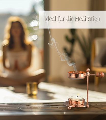 Height-adjustable rose gold incense burner with sieve