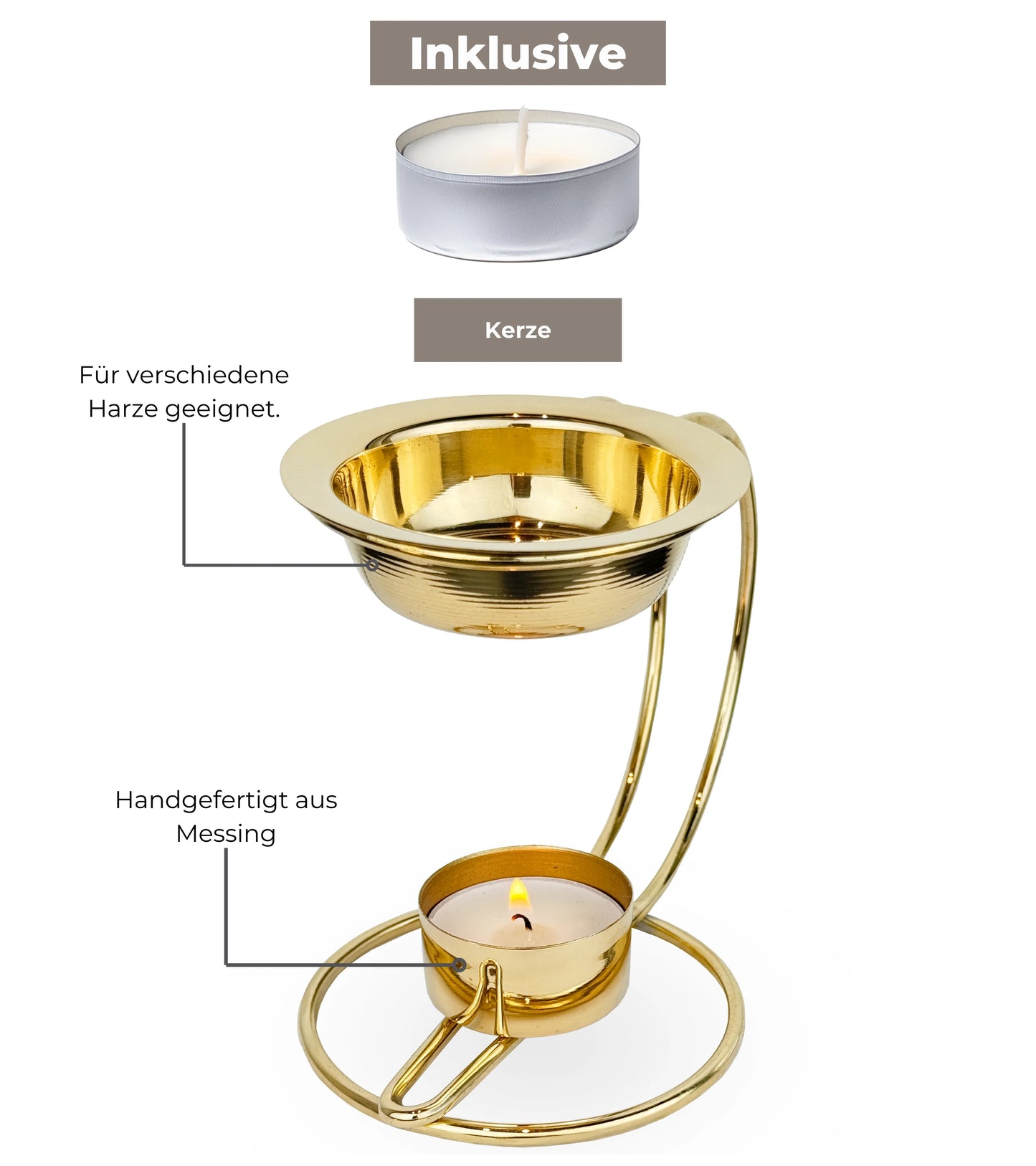 Golden Incense Burner with Sieve – old for resins and charcoal