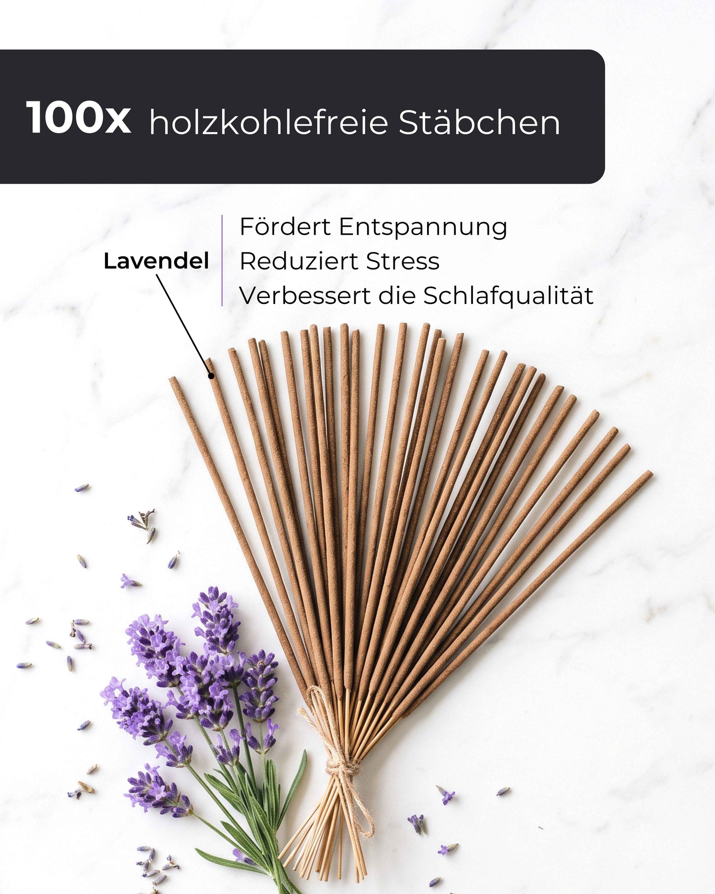 Lavender Incense - 100 Sticks with a Gentle, Natural Scent