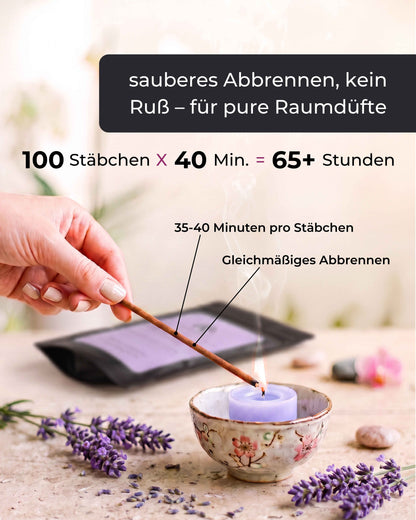 Lavender Incense - 100 Sticks with a Gentle, Natural Scent