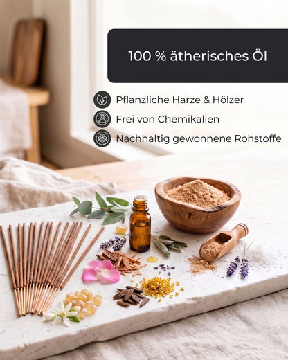 Incense Sticks Set 100 Pieces – 5 Scents: Sea Salt Lavender, Sage Eucalyptus, Sandalwood Rose, Osmanthus Agarwood & Frankincense Orange Blossom