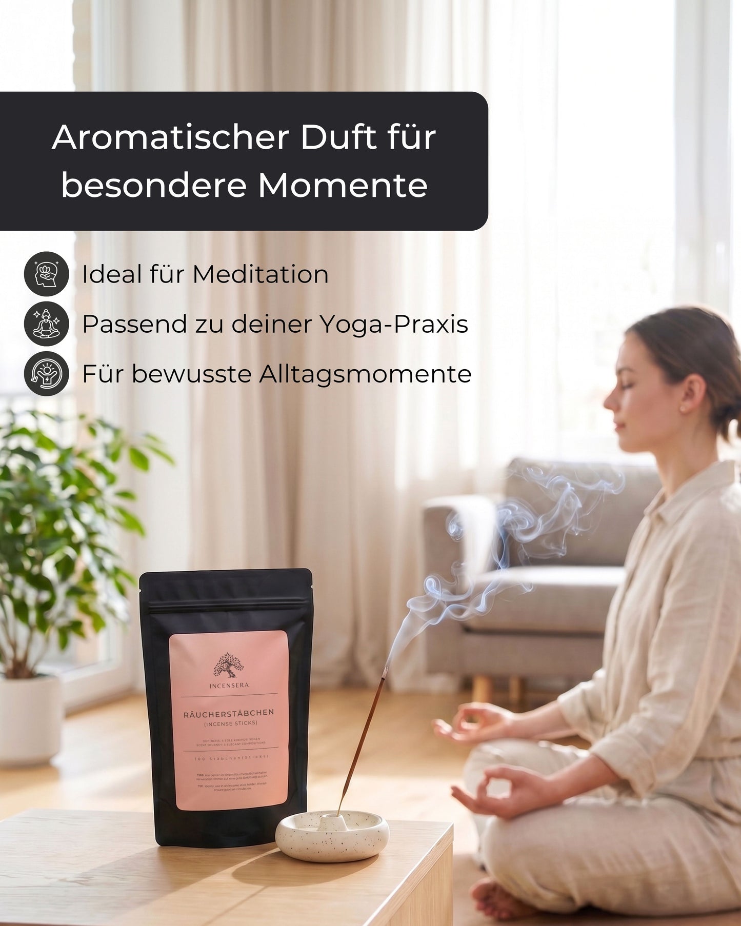 Incense Sticks Set 100 Pieces – 5 Scents: Sea Salt Lavender, Sage Eucalyptus, Sandalwood Rose, Osmanthus Agarwood & Frankincense Orange Blossom