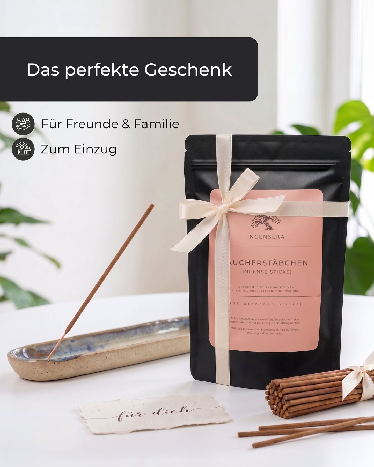Incense Sticks Set 100 Pieces – 5 Scents: Sea Salt Lavender, Sage Eucalyptus, Sandalwood Rose, Osmanthus Agarwood & Frankincense Orange Blossom