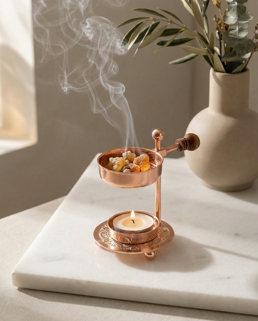 Räucherstövchen Roségold mit Holzgriff